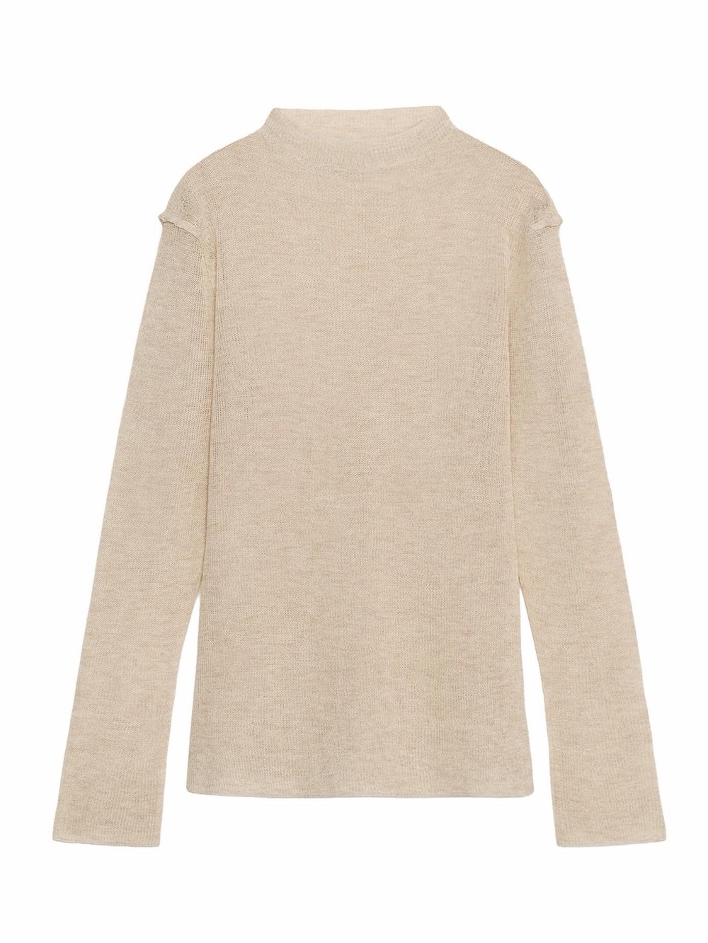NWT Zara Mock Neck Knit Mesh Sweater in Sand Khaki